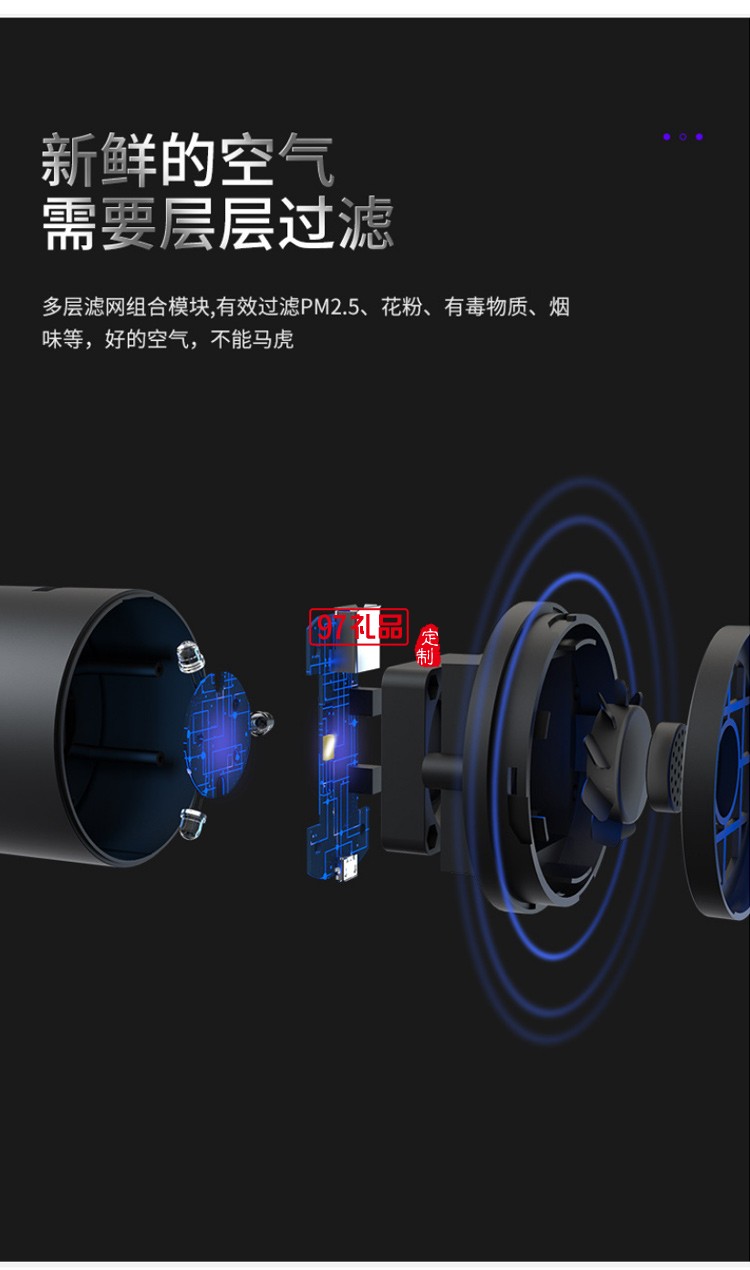 空氣凈化器消毒機(jī)車(chē)載清新二手煙桌面迷你隨身除甲醛去煙味負(fù)離子