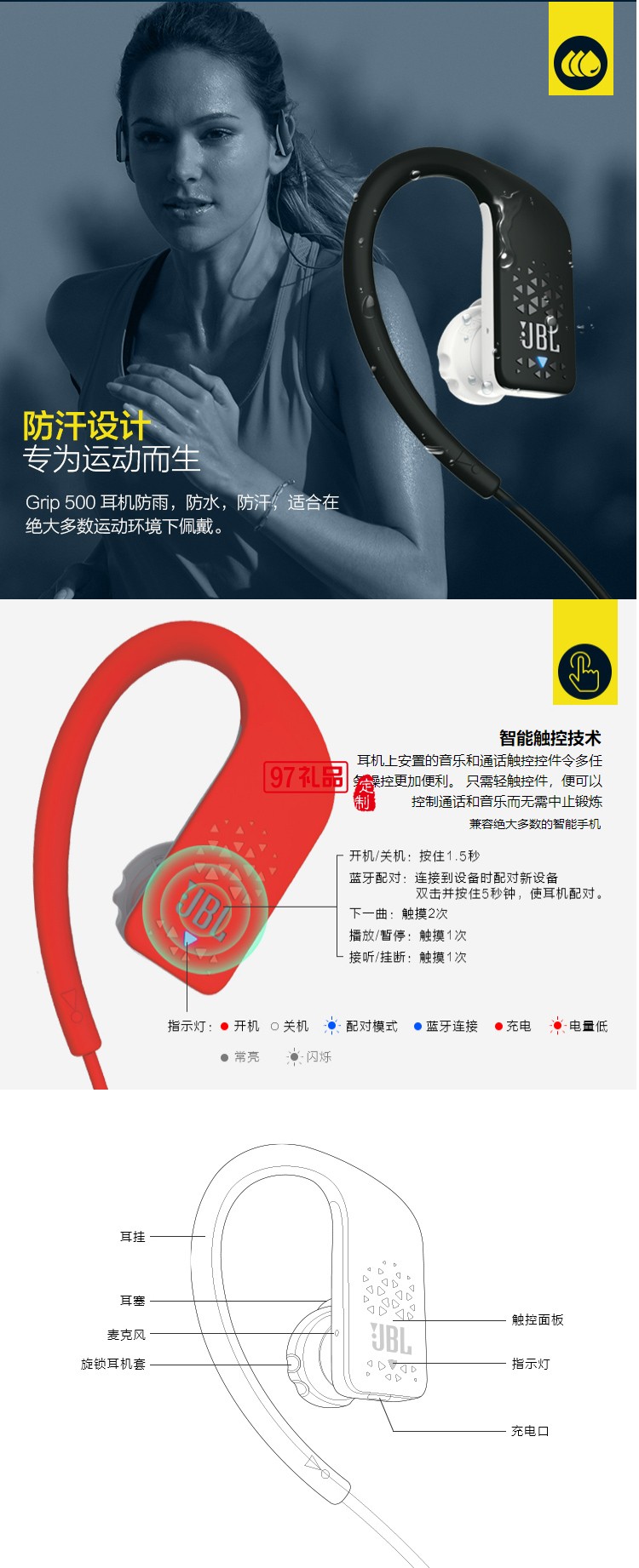 無(wú)線運(yùn)動(dòng)藍(lán)牙耳機(jī)音樂手機(jī)耳機(jī) 蘋果安卓通用耳機(jī)定制公司廣告禮品