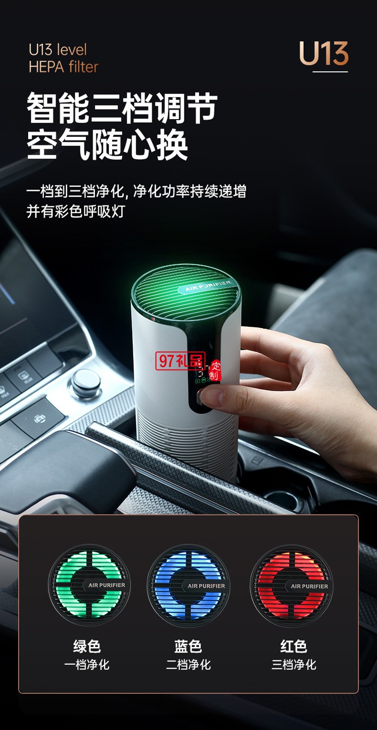 新品空氣凈化器袪甲醛消菌袪味香薰車(chē)載帶數(shù)顯負(fù)離子凈化器