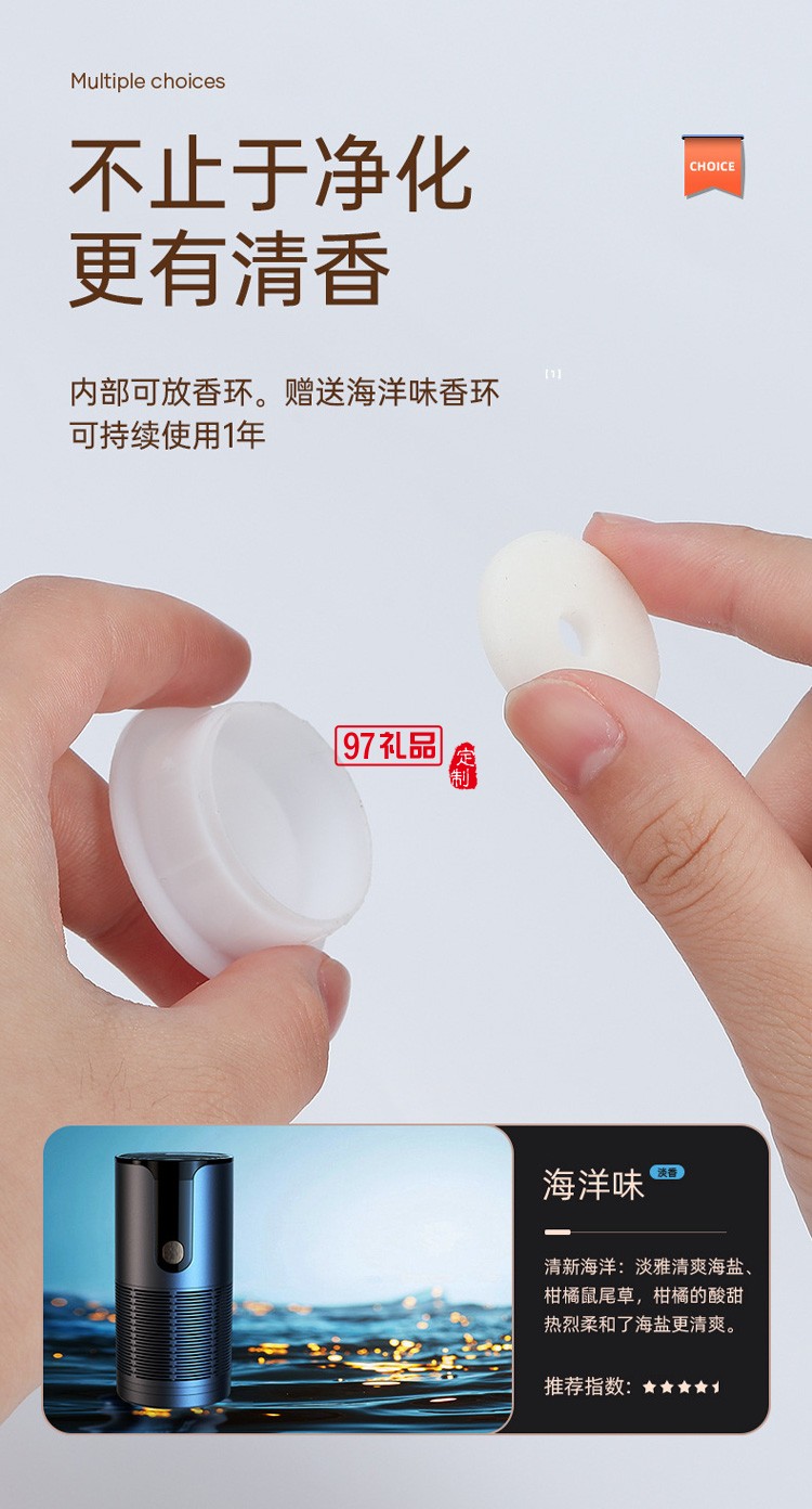 新品空氣凈化器袪甲醛消菌袪味香薰車(chē)載帶數(shù)顯負(fù)離子凈化器