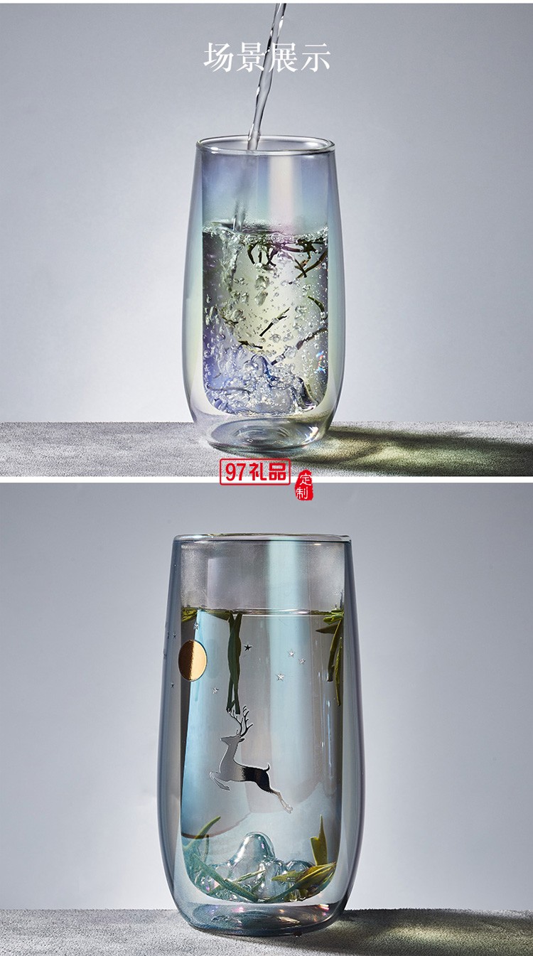 玻璃杯耐高溫大號家用透明水杯中國風網(wǎng)紅綠茶杯禮品杯子定制