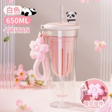 迪樂(lè)貝爾熊貓櫻花保溫杯大容量316不銹鋼水杯倒水蓋杯子 女生水杯