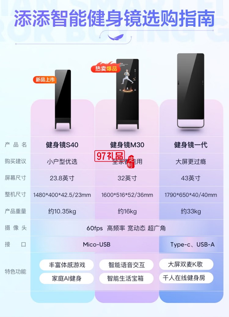 小度添添智能健身鏡 M30暢享版 魔鏡AI運(yùn)動鏡跳舞全身鏡居家