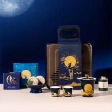 中秋桂月團(tuán)圓?國風(fēng)陶瓷茶具套裝 手繪玉兔品茗杯壺 送禮盒裝