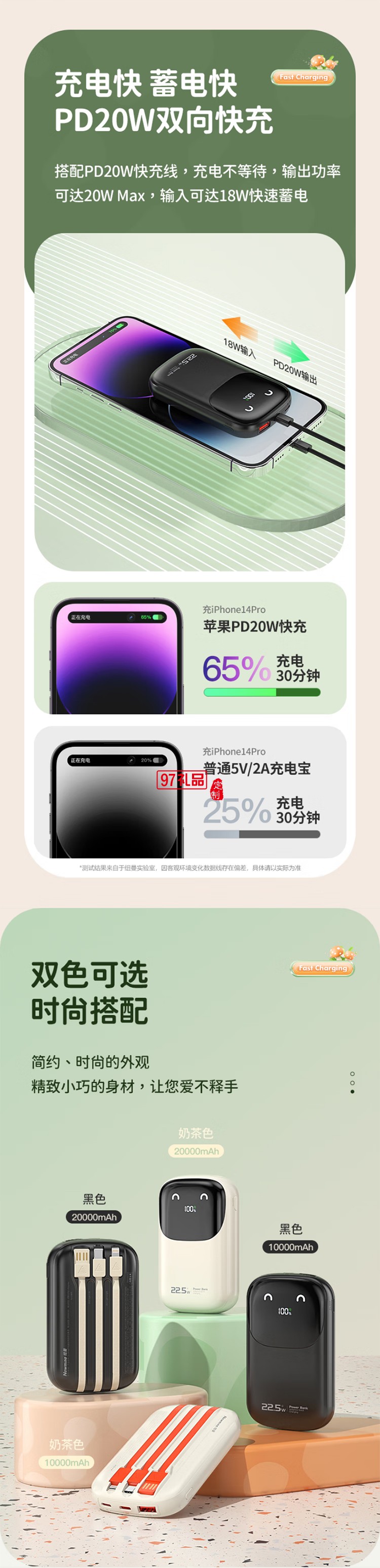 快充充電寶【3C認(rèn)證可上飛機(jī)】10000毫安時(shí)大容量自帶線(xiàn)22.5WP