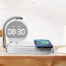 蘇浦瑞茲時鐘顯示+三組鬧鐘設置15W無線快充小夜燈